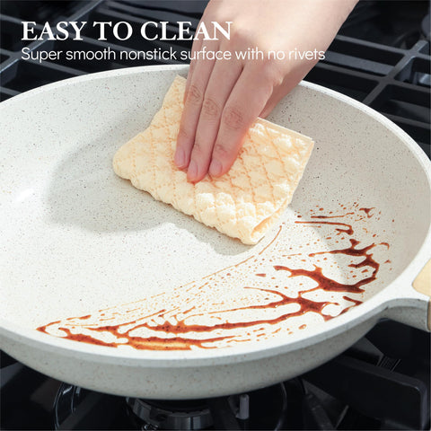 SENSARTE Nonstick Ceramic Frying Pan Skillet, 9.5 Inch Omelet Pan, Healthy Non Toxic Chef Pan, Induction Compatible Egg Pan with Heat Resistant Handle, PFAS-Free