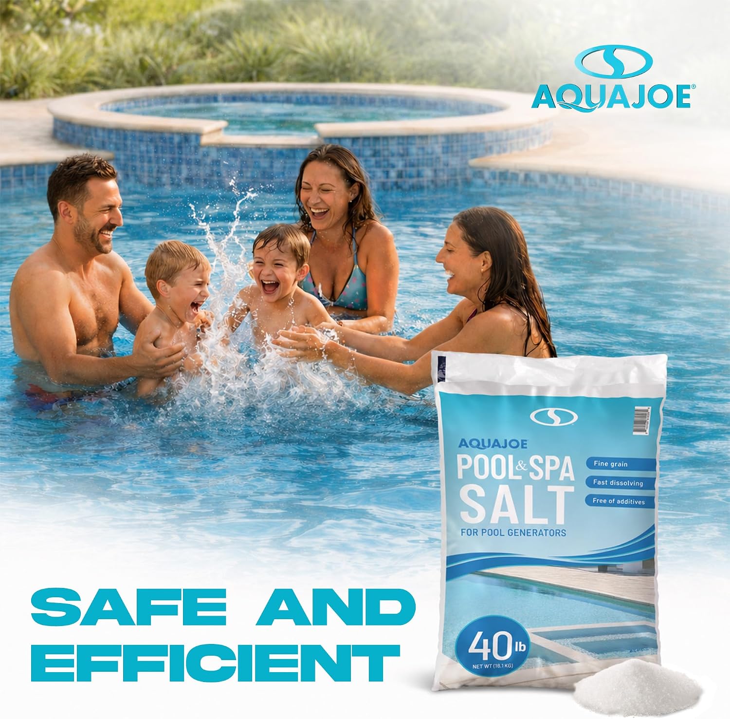 Aqua Joe Pool Salt & Spa Salt for Chlorine Generators, 40 Pound Bag,AJ-PS40