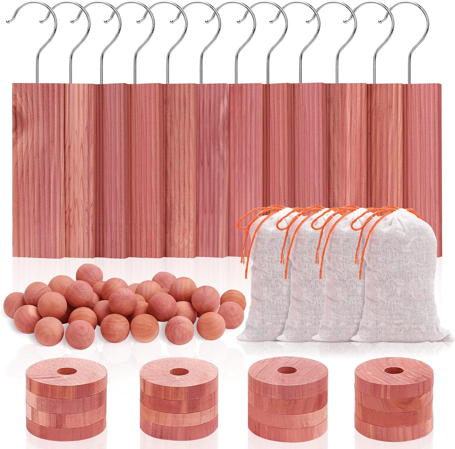 Homode Cedar Blocks for Clothes Storage, Cedar Chips for Closets and Drawers, Aromatic Cedar Wood Balls and Cedar Sachets, Cedar Closet Freshener, 80 Pack