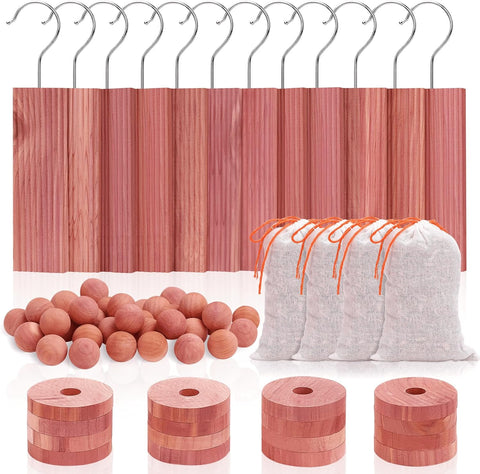 Homode Cedar Blocks for Clothes Storage, Cedar Chips for Closets and Drawers, Aromatic Cedar Wood Balls and Cedar Sachets, Cedar Closet Freshener, 80 Pack