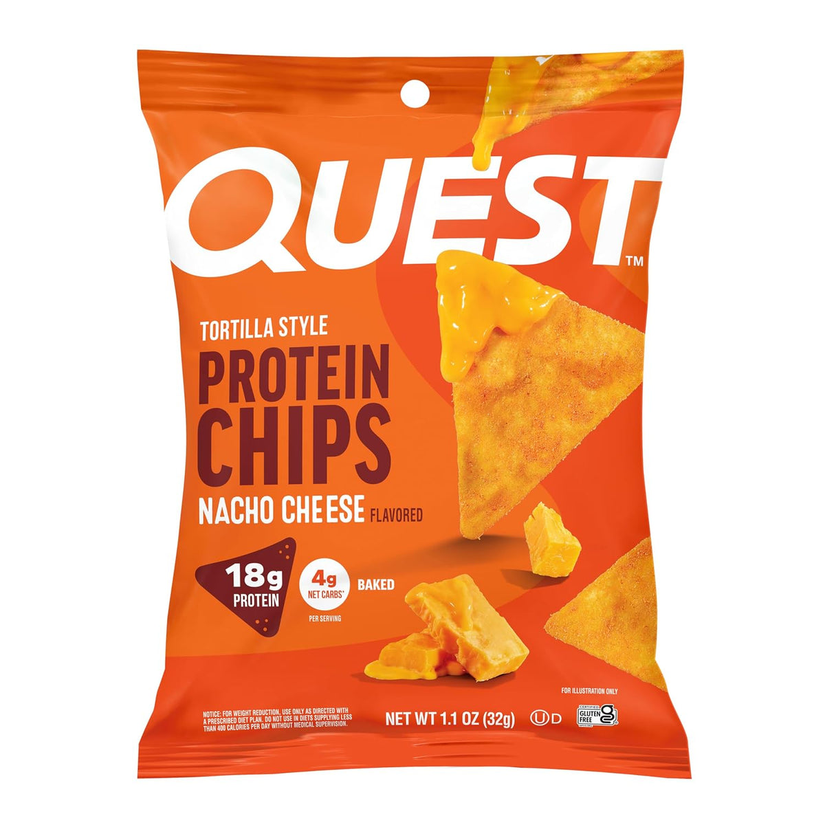 Quest Nutrition Nacho Cheese Tortilla Style Protein Chips, 12 Count