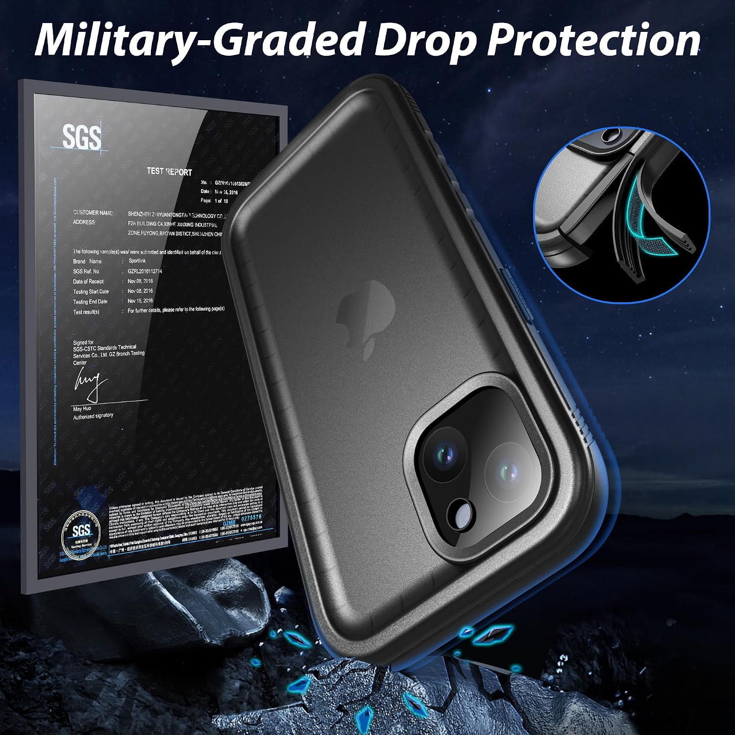 SPORTLINK for iPhone 15 Plus Waterproof Case, Black