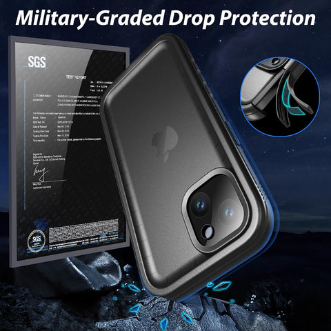 SPORTLINK for iPhone 15 Plus Waterproof Case, Black