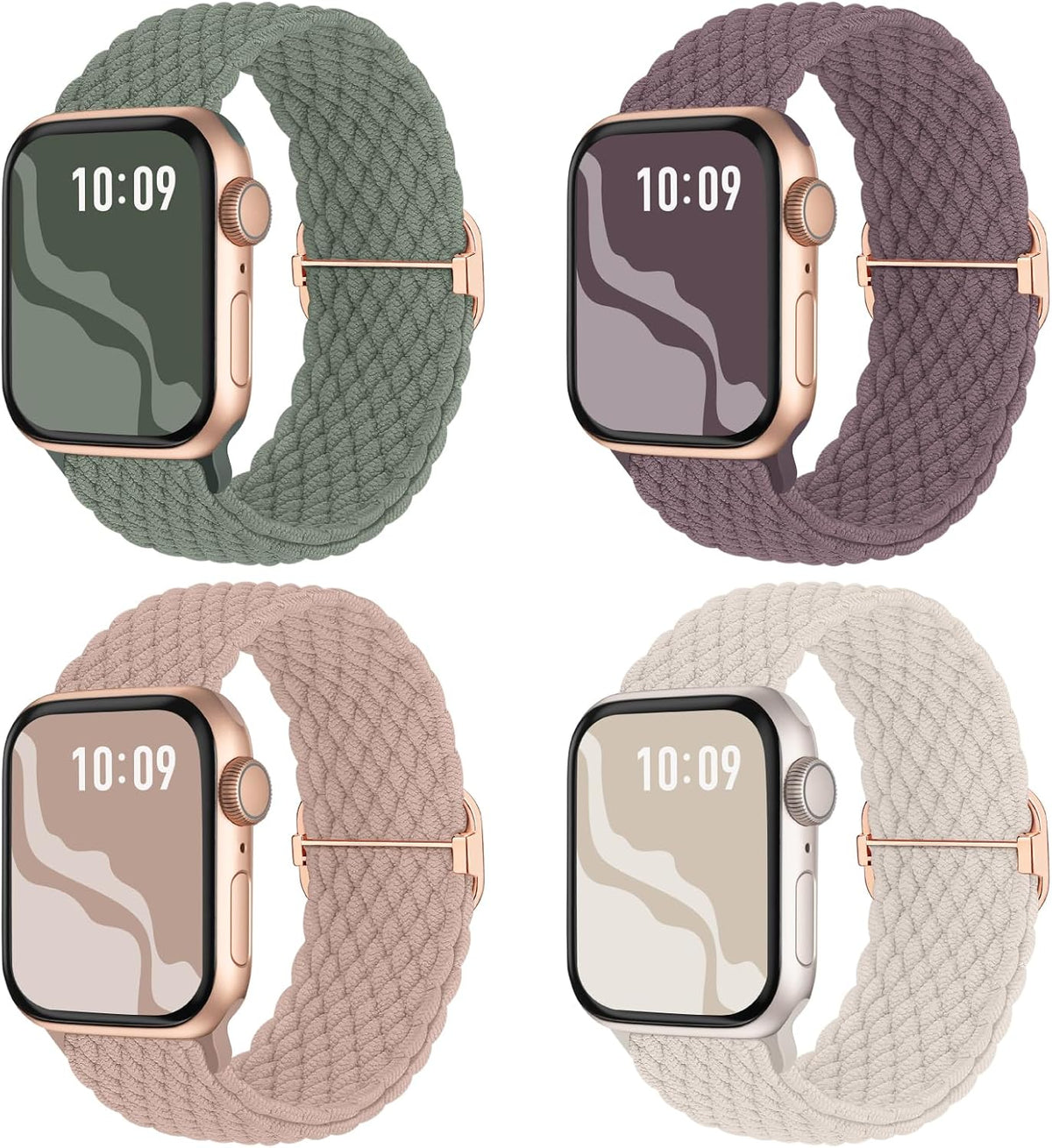 4 Pack Braided Stretchy Band Compatible with Apple Watch Bands Women Men