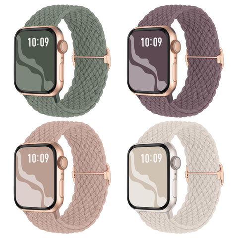 Braided Stretchy Solo Loop Compatible for Apple Watch Band 38mm 40mm 41mm 42mm 44mm 45mm 46mm 49mm for Women Men, Nylon Elastic Straps Wristbands for iWatch Series 10 9 8 7 6 SE 5 4 3 2 Ultra Ultra 2