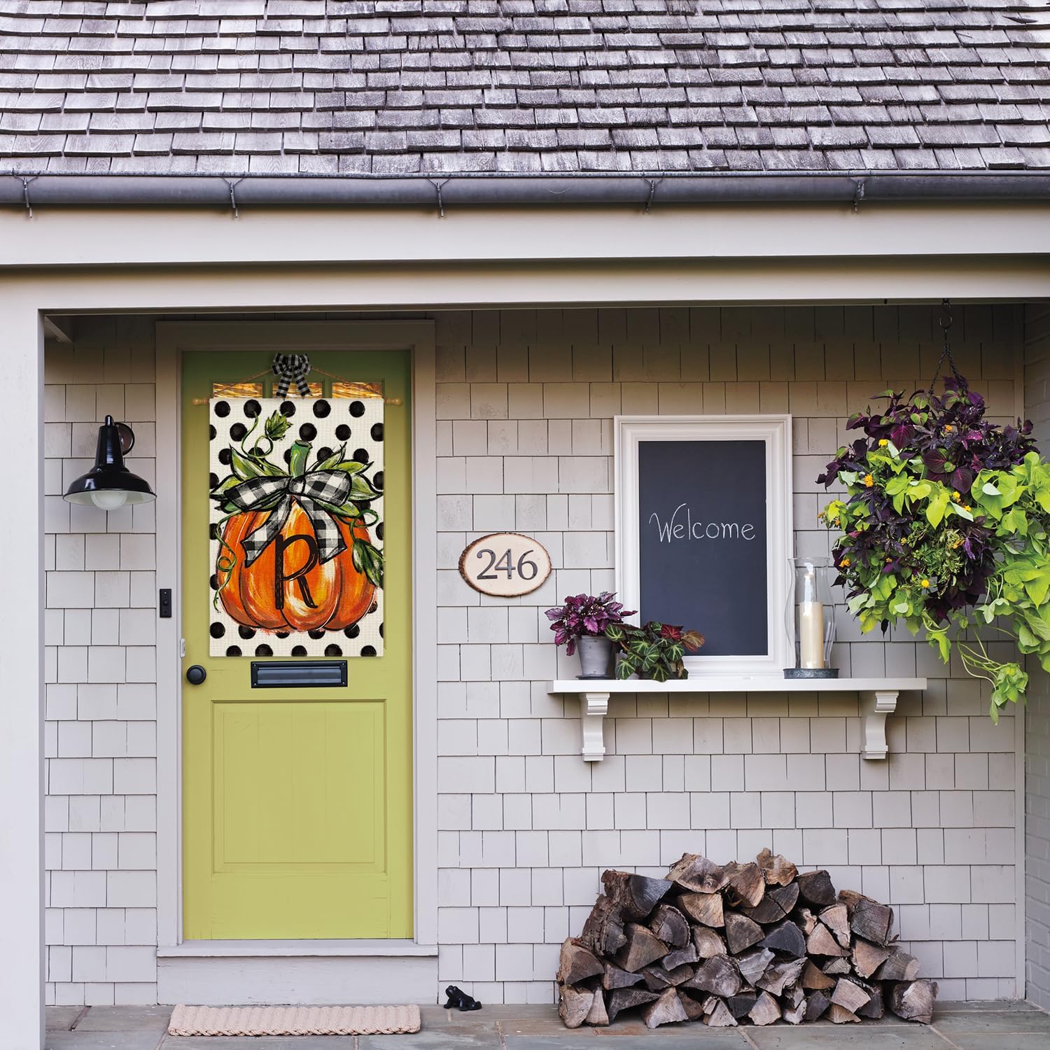 AVOIN colorlife Fall Monogram Letter R House Flag 28x40 Inch for Outside