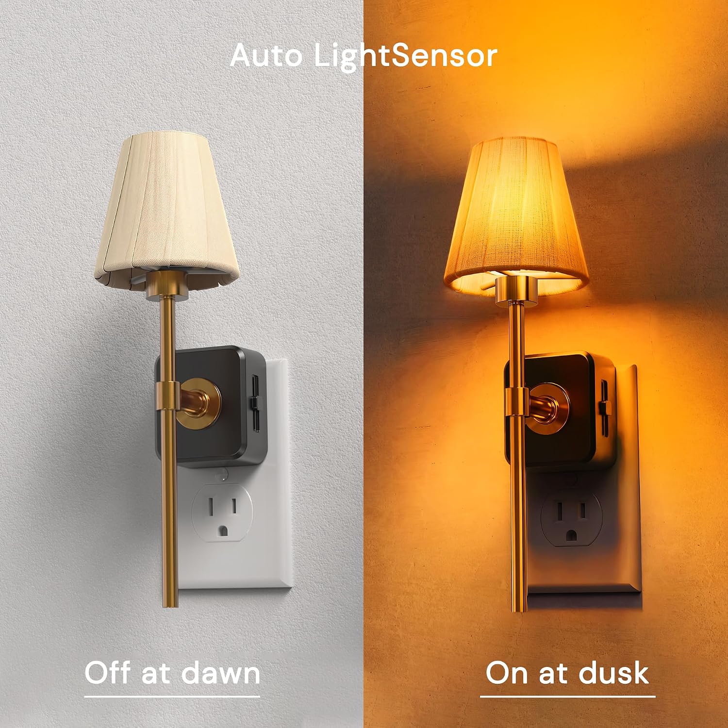 L LOHAS LED Night Lights Plug into Wall, Pleated Fabric Cover Night Light