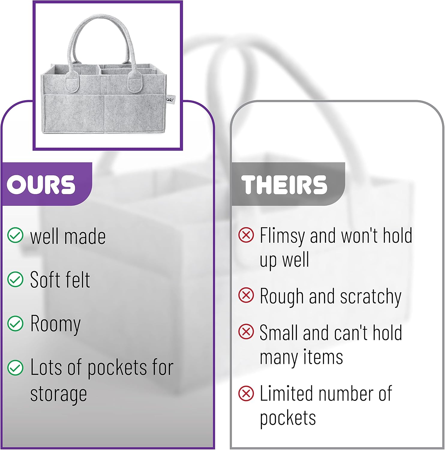 Mr. Pen- Baby Diaper Caddy Organizer, Gray, Medium