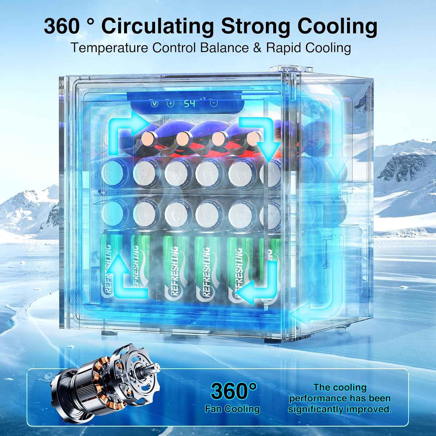 Kismile Beverage 36L Refrigerator Cooler Mini Fridge,1.3 Cu.Ft Drink Fridge for 12 Bottle 50 Can with Quiet Compressor,LED Light,Electronic Temperature Control for Home/Bar/Office