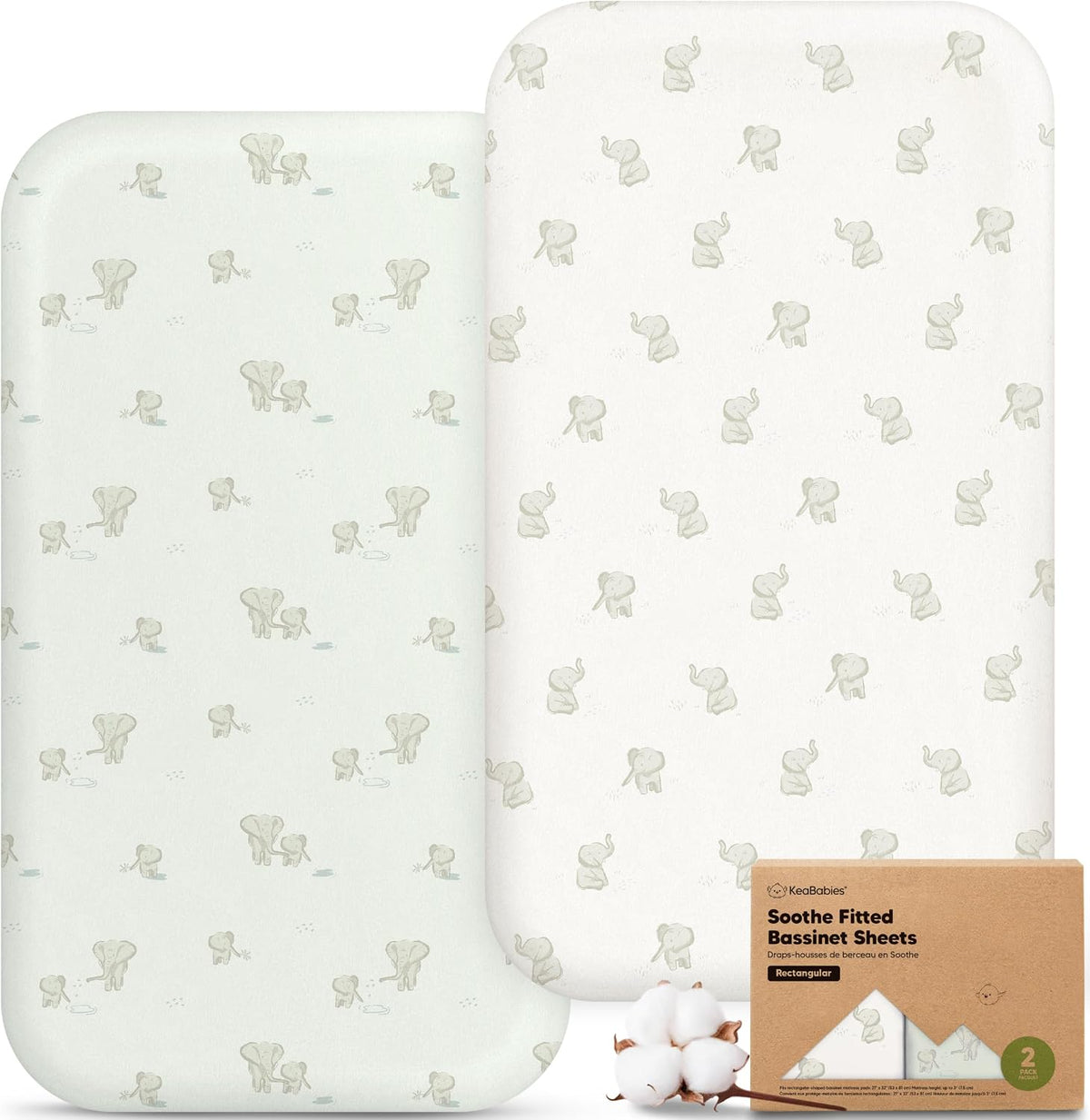 2pk Organic Bassinet Sheets, Compatible with Baby Delight (Elly)