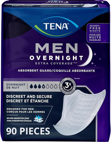 TENA Incontinence Guards, Overnight Absorbency & Advanced Odor Protection, Incontinence Guards for Men, 90 ct