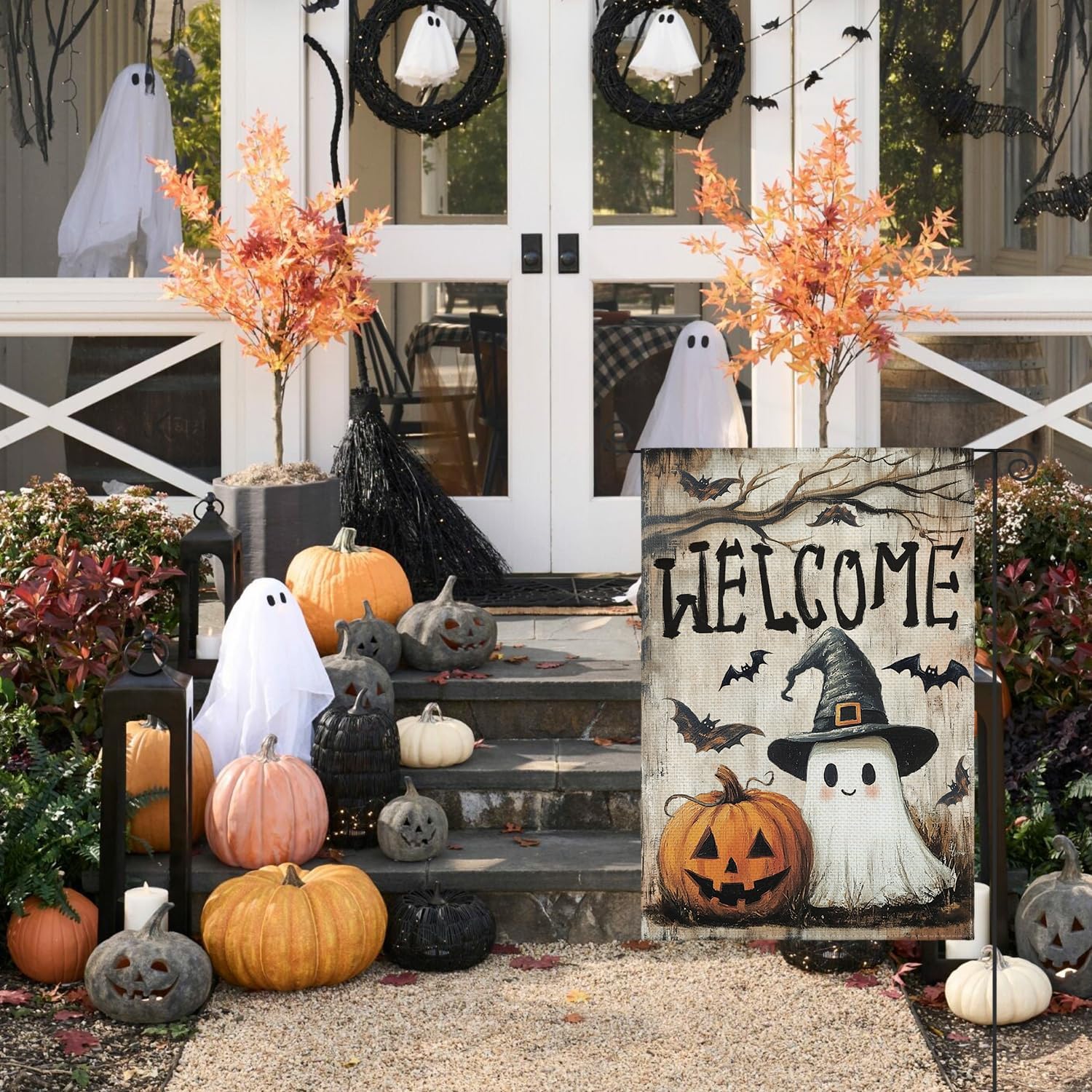 AVOIN colorlife Welcome Halloween for Outside Garden Flag 12x18 Inch