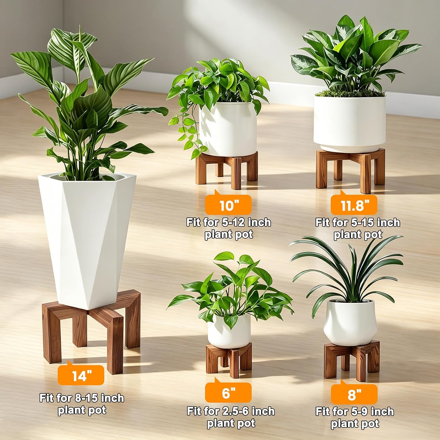 Vigordream Plant Stand, Indoor/Outdoor Wood Plant Holder, Flower Pot Stand