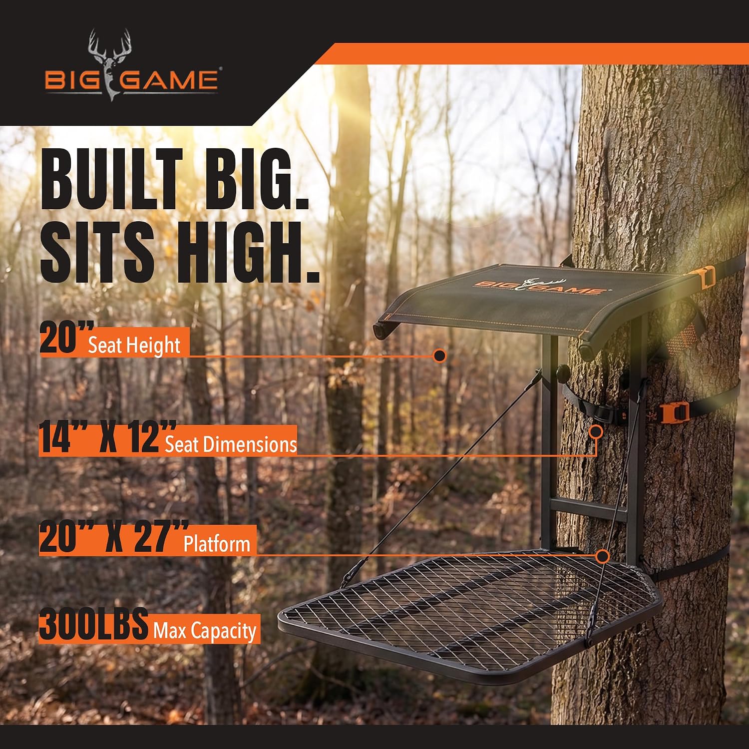 BIG GAME Captain 1-Person Hang-On Treestand with Flex-Tek Seat