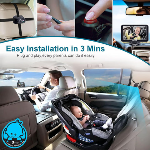 DoHonest Baby Car Camera 7-Inch: USB Plug-Play Easy Setup, 150° View