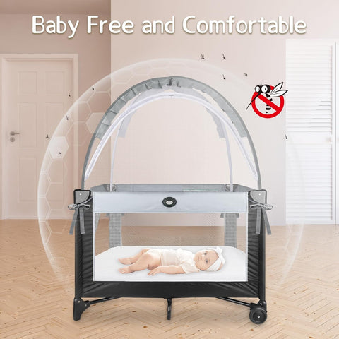 Crib Tent to Keep Baby from Climbing Out - Crib Net to Keep Baby in - Mesh Crib Climbing Prevention, Pop Up Baby Crib Tent, Two-Way Self-Locking Metal Zipper (Grey, Small)
