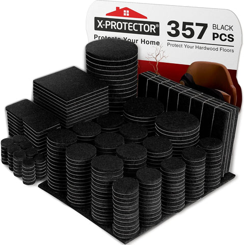 X-Protector 357 Pcs Black Felt Furniture Pads - Heavy Duty Floor Protectors