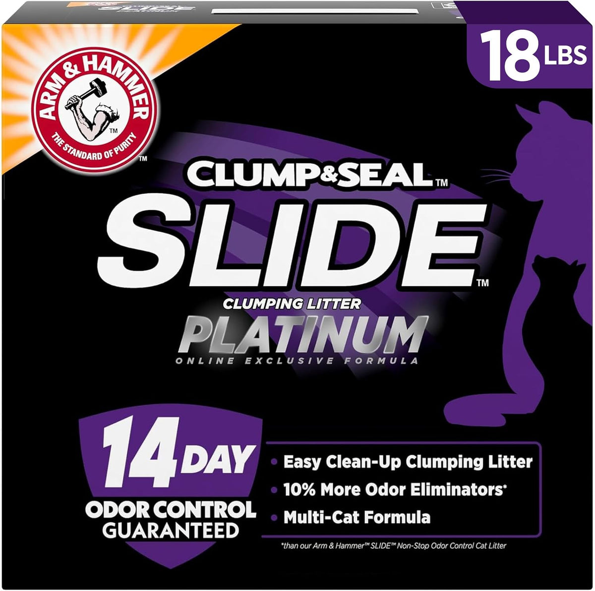 ARM & HAMMER Slide Platinum Easy Clean-Up Clumping Cat Litter, 18 lbs