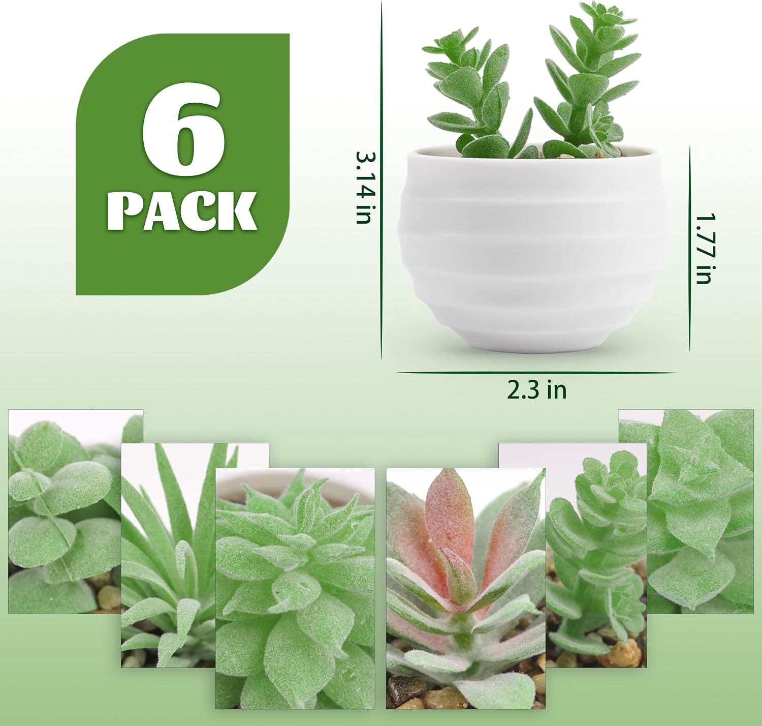 Der Rose 6 Pack Succulents Fake Plants for Bedroom Bathroom Home Decor