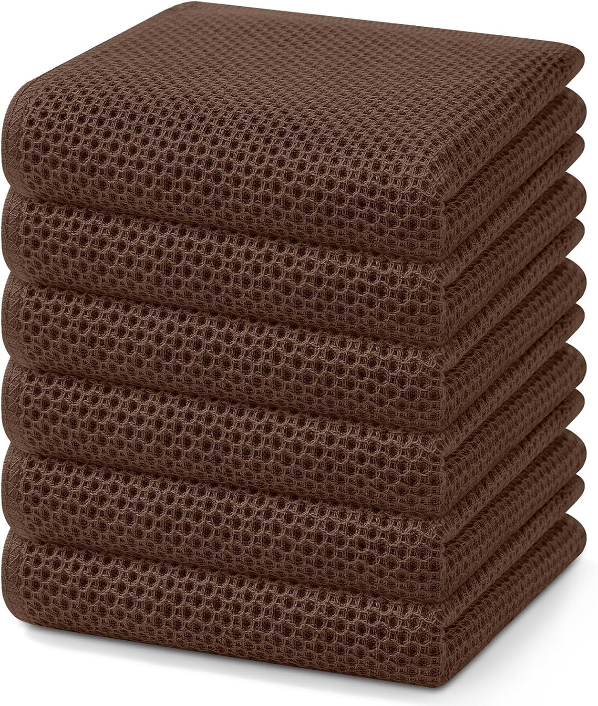 Homaxy 100% Cotton Waffle Weave Kitchen Dish Towels 6-Pack, Coffee