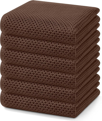 Homaxy 100% Cotton Waffle Weave Kitchen Dish Towels 6-Pack, Coffee