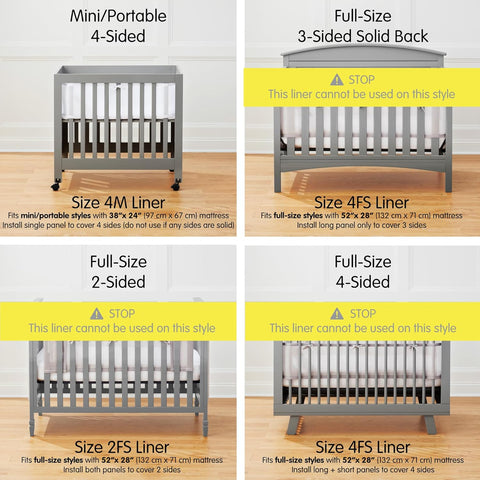 Halo Mini Crib Breathable Mesh Liner for Mini Crib, Classic 3mm Mesh, White, Size 4M Covers 4 Sides FITS MINI Cribs with 38x24” Mattress ONLY