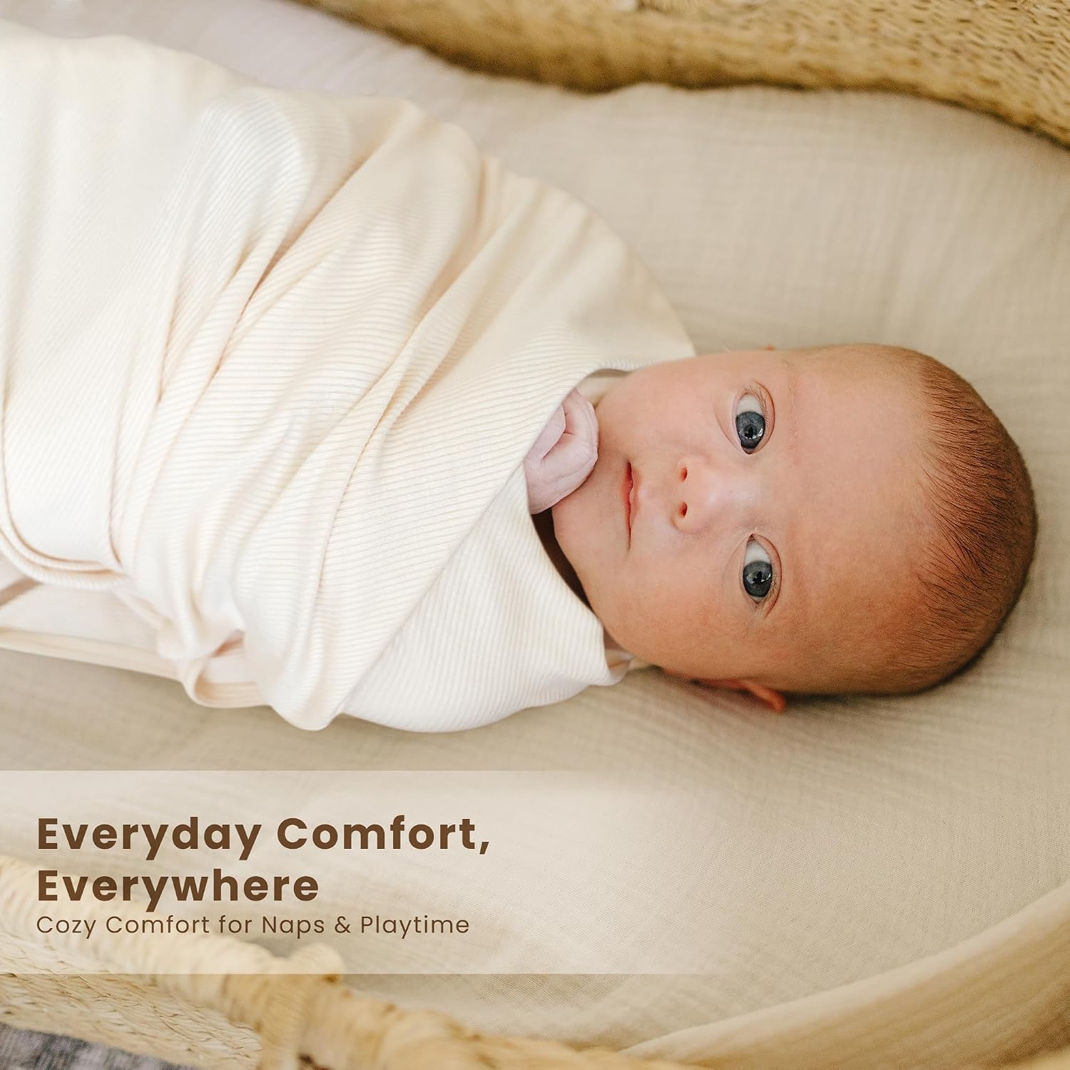 Konssy 2 Pack Ribbed Knit Swaddle Blankets for Baby Boys & Girls, 33"x42"