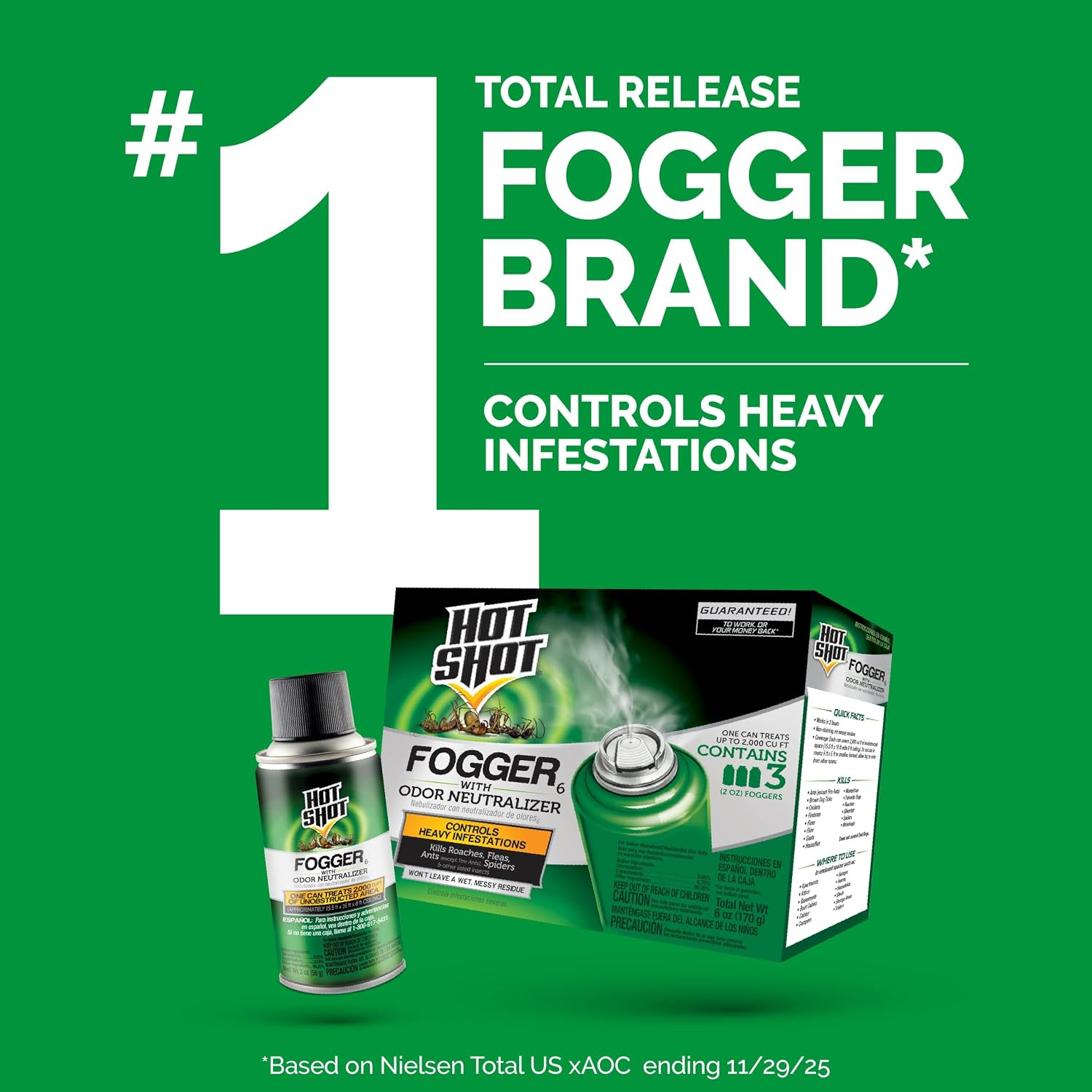 Hot Shot Fogger with Odor Neutralizer, 2 Oz Cans (6 Count), 2 Pack