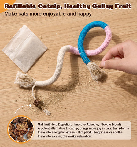 Cat Chew Ropes 4Pcs, Safe Cat Chew Toys for Indoor Cats with Catnip