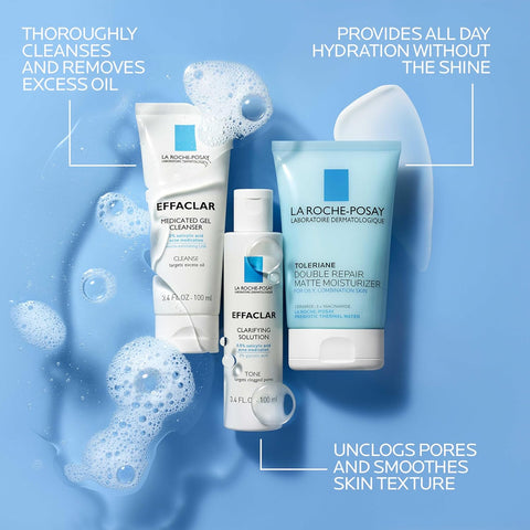 La Roche-Posay Effaclar Daily Acne Kit with Cleanser, Toner & Moisturizer