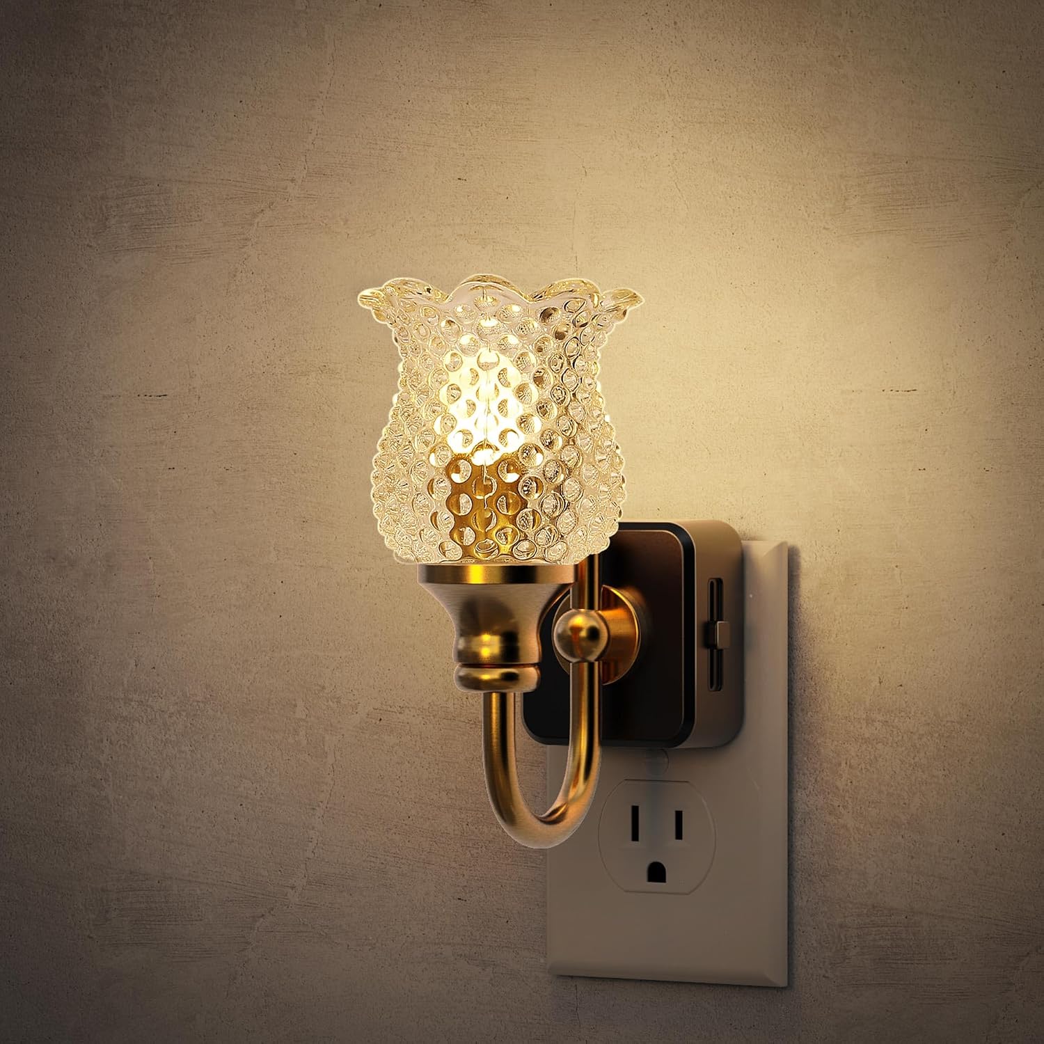 JandCase Night Light, Glass Night Lights Plug into Wall Dimmable