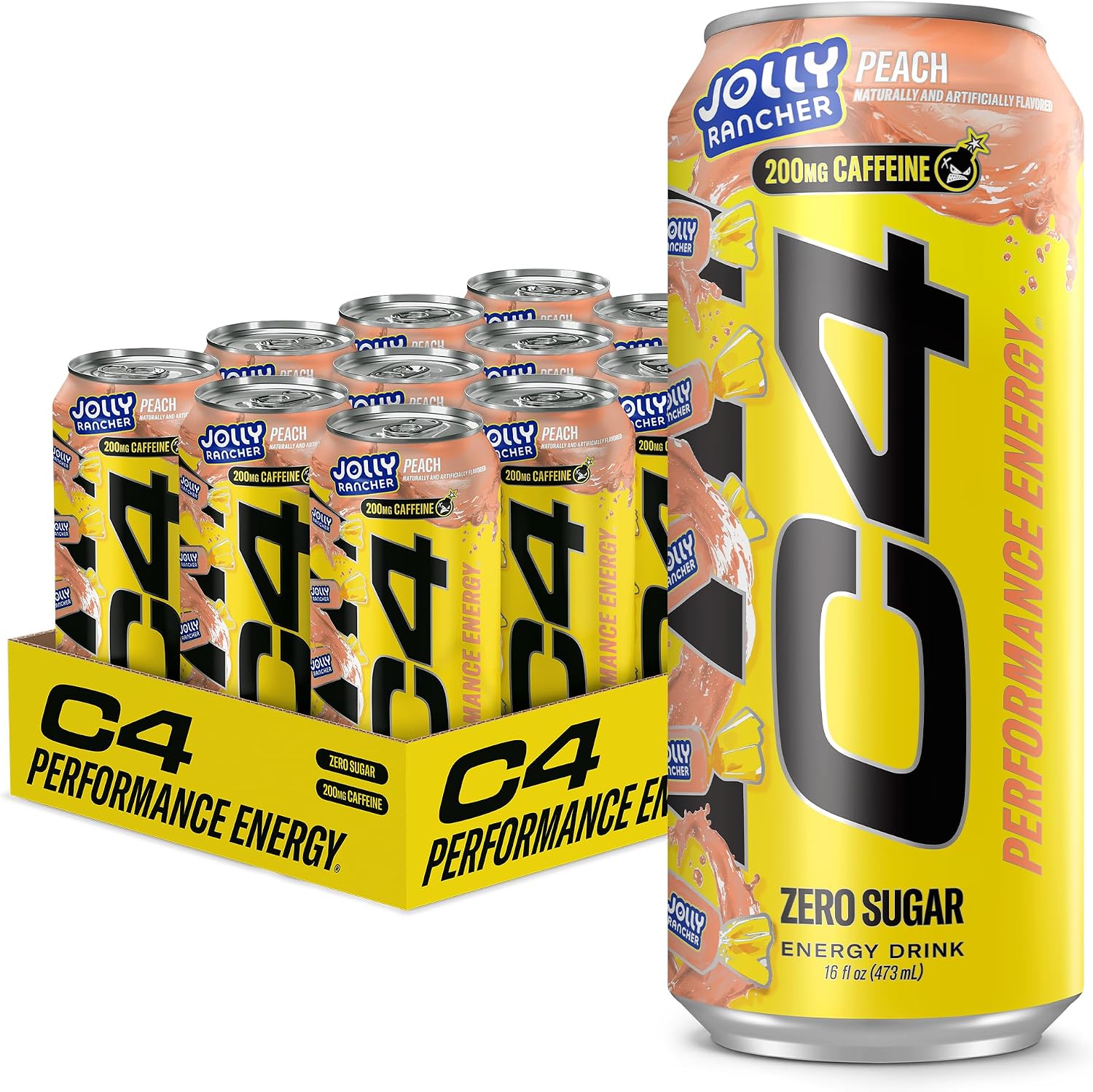 C4 Performance Energy Drink with Zero Sugar, 200mg Caffeine, 16 Fl Oz 12pk