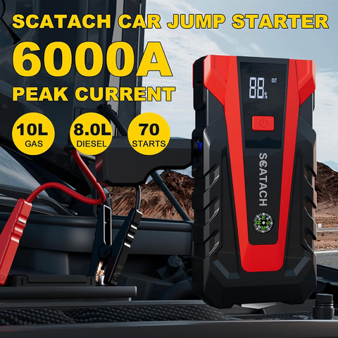 Scatach Jump Starter, 6000A Battery Jumper Starter Portable 12V Jump Box
