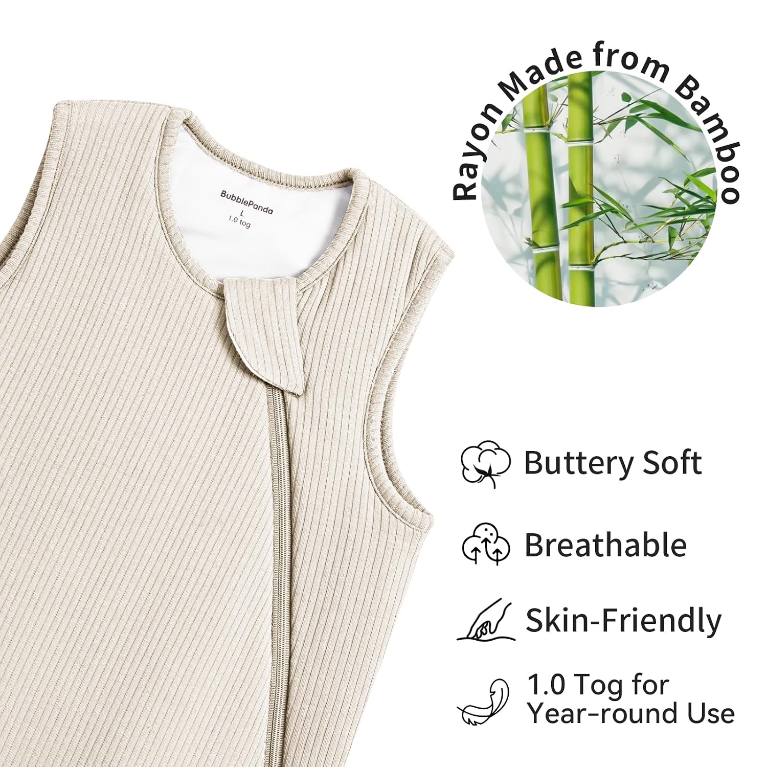 BubblePanda Rayon Made from Bamboo Sleep Sack 18-24 Months 1.0 Tog Baby