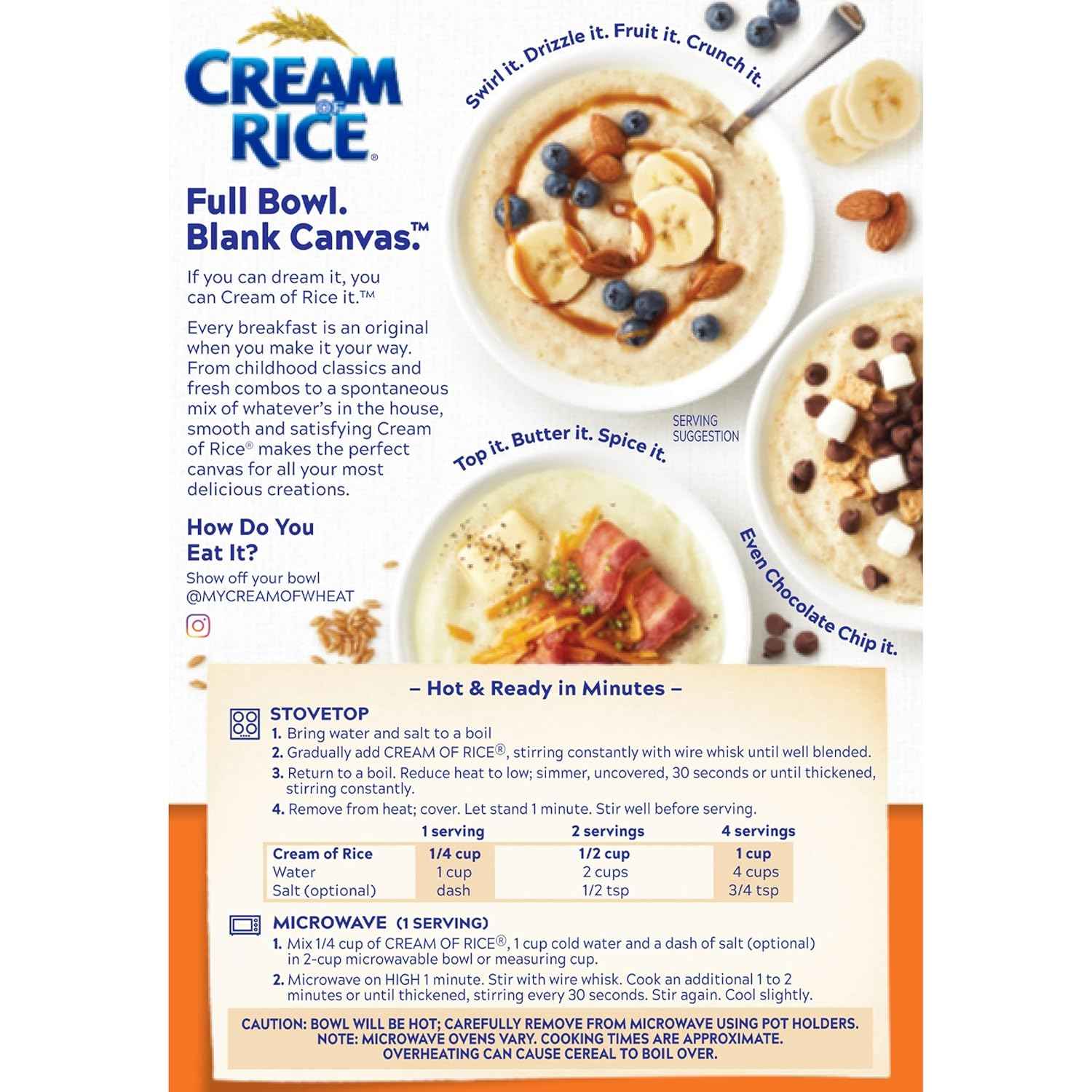 Cream of Rice Gluten Free Hot Cereal, 14 Ounce (Pack of 12)