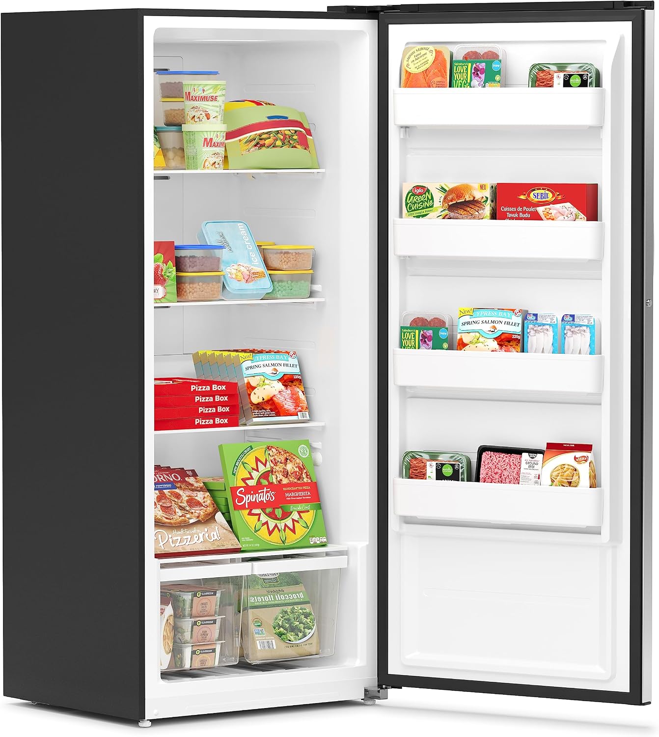 KoolMore 21 cu. ft. Upright Convertible Freezer/Refrigerator, 2-in-1 Appliance, Great Storage for Fresh or Frozen Food and Drinks, Clear Shelves and Drawers [Silver] (KM-RUF-21S)