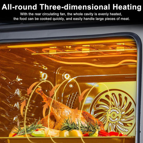 24" Single Wall Oven, 2.5 Cu.ft. Electric Wall Oven with 8 Cooking Functions, 3000W Convection Oven in Stainless Steel, Touch Control, Timer, Safety Lock, ETL Certified
