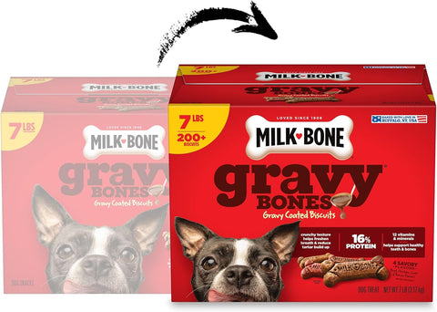 Milk-Bone GravyBones Dog Biscuits, Gravy Coated Small Dog Treats, 7 Lb. Box