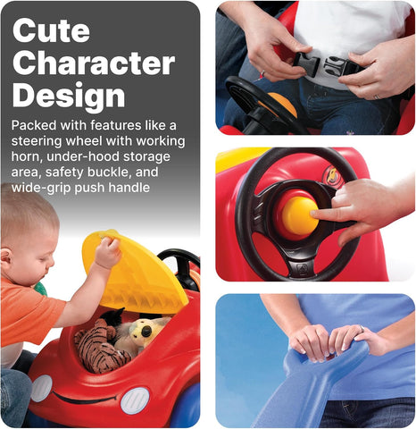 Step2 Push Around Buggy Kids Push Car, Toddler Ride-On Toy with Seat Belt and Horn, Red, Ages 18 Months+