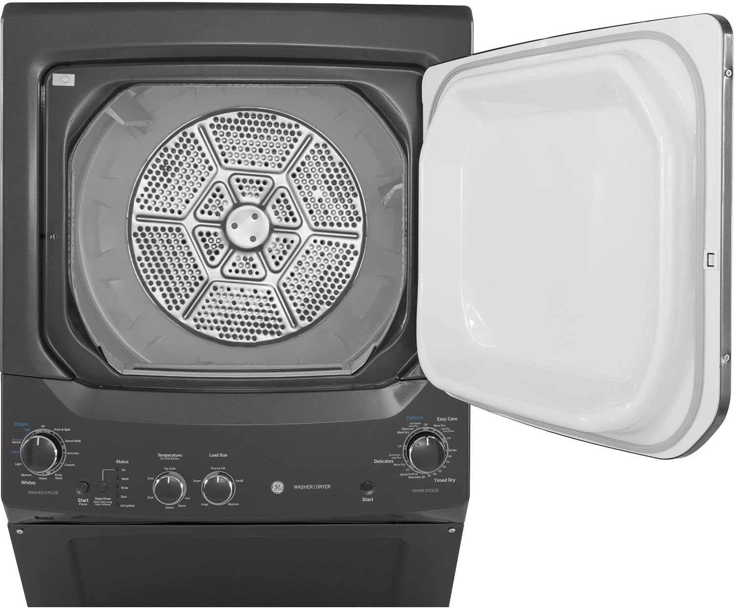 GE GUD27GSPMDG Spacemaker Series 27 Inch Gas Laundry Center with 3.8 cu. ft. Washer Capacity in Diamond Gray
