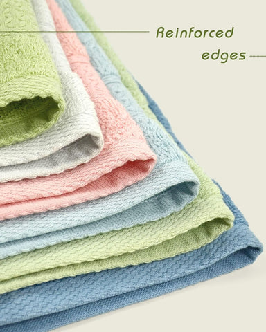 Cleanbear Pure Cotton Wash Cloths Face Cloths, 6 Colors, 13 x 13 Inches
