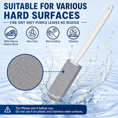 2 Pack Pumice Stone for Toilet Cleaning, Extra Long Handle for Removing Bowl Ring, Pool, Bathroom, Toilet Brush