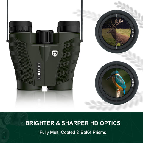 12x30 Compact HD Binoculars for Adults and Kids High Powered - Large View Binoculars with Clear Low Light Vision - Super Bright Lightweight & Waterproof Binoculars for Bird Watching Travel Hunting