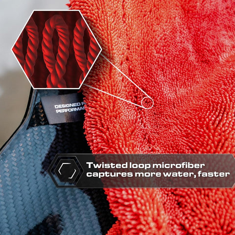 Blackline Microfiber Car Drying Towel 24"x36", 1300GSM Twisted Loop