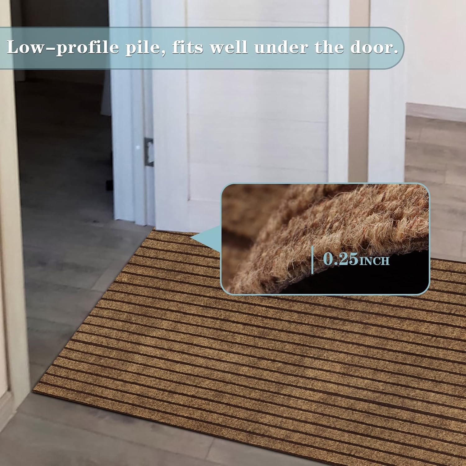 Runner Rug 2FT x 10FT, AYOHA 2'-82' Utility Carpet Runner for Entryway Hallway Aisles Balcony Garages, Area Rugs with Non-Slip Rubber Backing, Brown Strip (Available Custom Sizes)