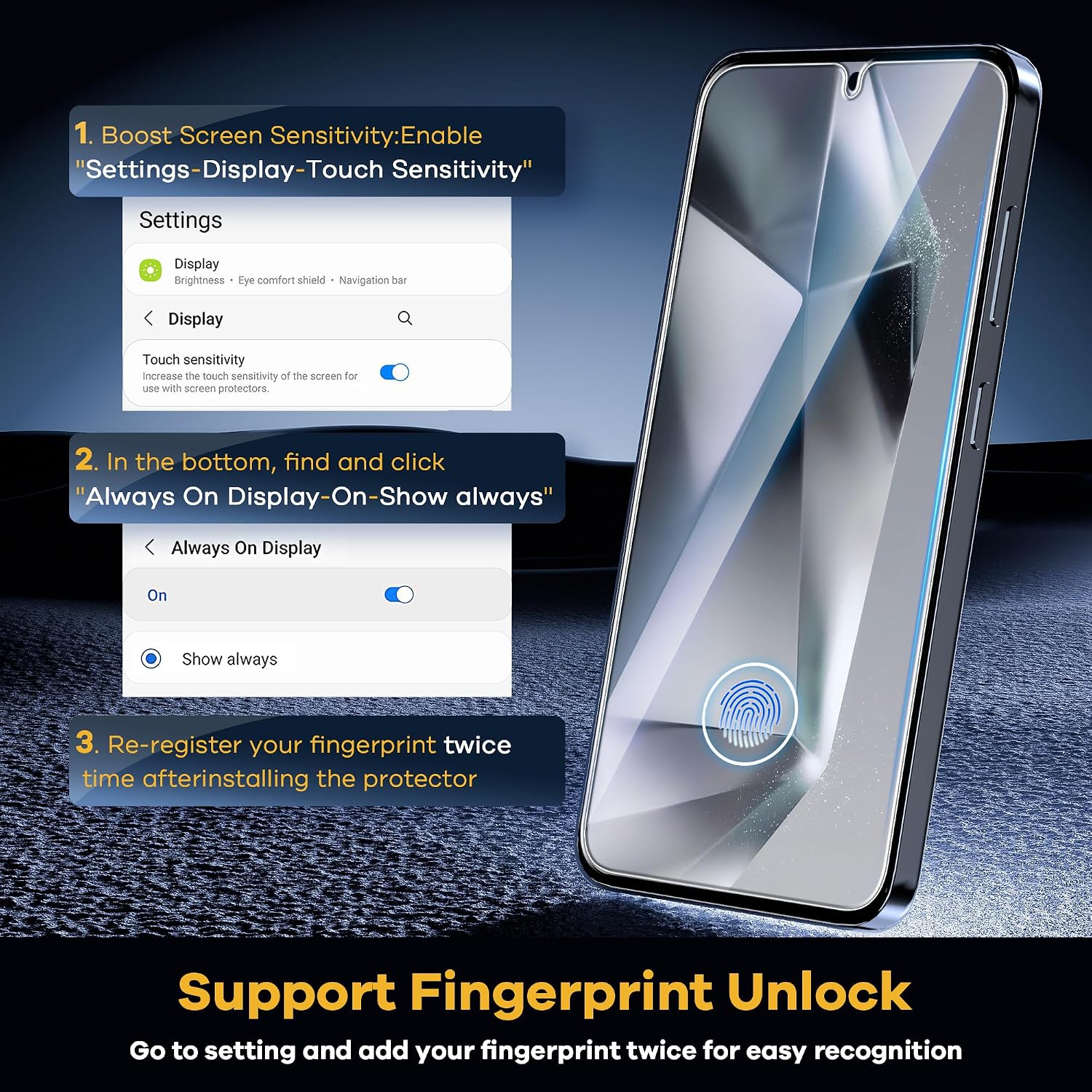 AACL 4-Pack for Samsung Galaxy S25/S24 Screen Protector Film [6.2"]