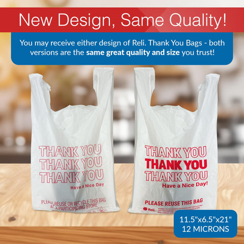 Reli. Thank You Plastic Bags (350 Count) (11.5" x 6.5" x 21") (White) - Grocery, Shopping Bag, Restaurants, Convenience Store