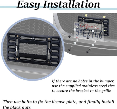 License Plate Bracket Holder, Front License Plate Frames, Universal Kit