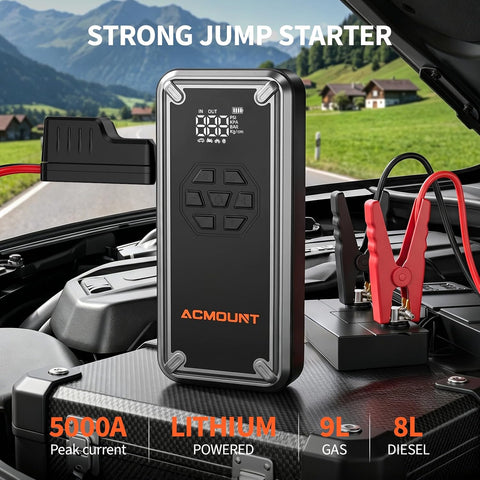 ACMOUNT W160 5000A Jump Starter with Air Compressor 150PSI, 12V Jump Box