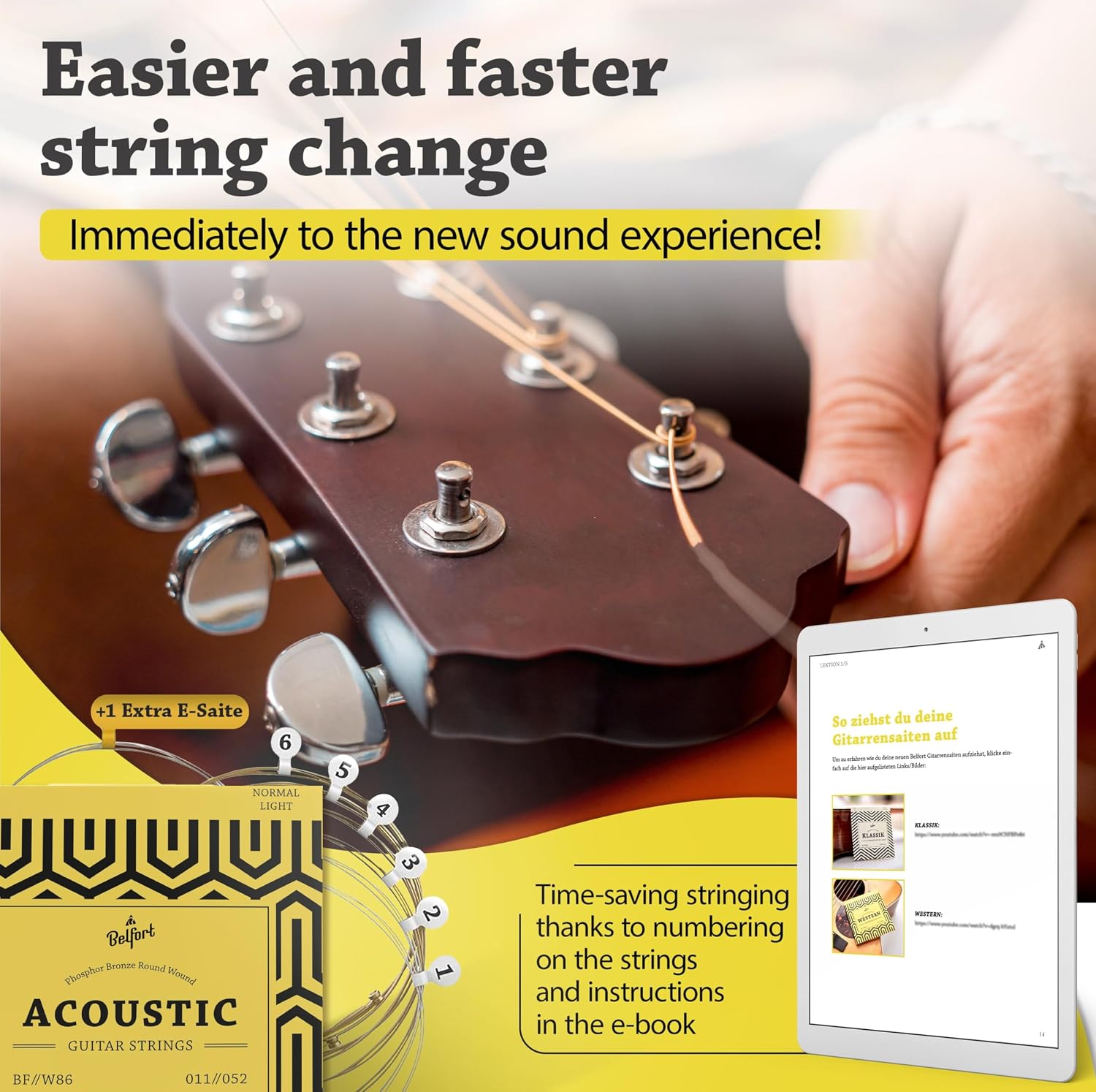 BELFORT Acoustic Guitar Strings – Phosphor Bronze 6-String Set